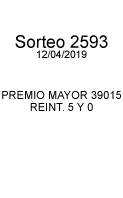  Número ganador 01585 Fecha 12/10/2018 Sorteo 25752 1er Premio por serie $7,000.000.00